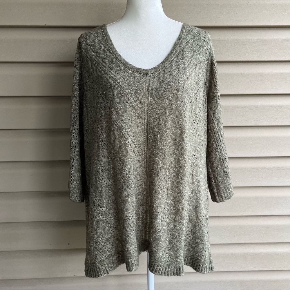 •Westport• Neutral Open Weave Tunic Length Sweater - Size 2X